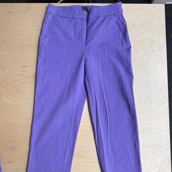 J. Crew Kate Straight-Leg Pant in Bi-Stretch Cotton Blend | Purple | Size 4 - Picture 3 of 7